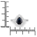 1.46 Carat Genuine Blue Sapphire and White Diamond 14K White Gold Ring-3