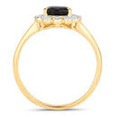 1.46 Carat Genuine Blue Sapphire and White Diamond 14K Yellow Gold Ring-2