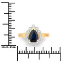 1.46 Carat Genuine Blue Sapphire and White Diamond 14K Yellow Gold Ring-3