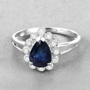 1.46 Carat Genuine Blue Sapphire and White Diamond 14K White Gold Ring-4