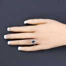 1.46 Carat Genuine Blue Sapphire and White Diamond 14K White Gold Ring-5
