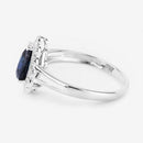 1.46 Carat Genuine Blue Sapphire and White Diamond 14K White Gold Ring-6