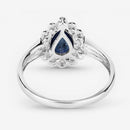 1.46 Carat Genuine Blue Sapphire and White Diamond 14K White Gold Ring-7