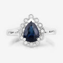 1.46 Carat Genuine Blue Sapphire and White Diamond 14K White Gold Ring-8
