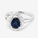1.46 Carat Genuine Blue Sapphire and White Diamond 14K White Gold Ring-9