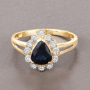 1.46 Carat Genuine Blue Sapphire and White Diamond 10K Yellow Gold Ring-4