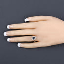 1.46 Carat Genuine Blue Sapphire and White Diamond 10K Yellow Gold Ring-5