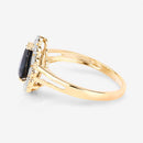 1.46 Carat Genuine Blue Sapphire and White Diamond 10K Yellow Gold Ring-6