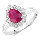 1.31 Carat Genuine Ruby and White Diamond 10K White Gold Ring-1