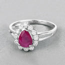 1.31 Carat Genuine Ruby and White Diamond 10K White Gold Ring-4