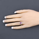 1.31 Carat Genuine Ruby and White Diamond 10K White Gold Ring-5