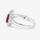 1.31 Carat Genuine Ruby and White Diamond 10K White Gold Ring-7