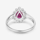 1.31 Carat Genuine Ruby and White Diamond 10K White Gold Ring-8