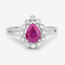 1.31 Carat Genuine Ruby and White Diamond 10K White Gold Ring-9