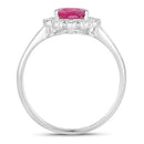 1.31 Carat Genuine Ruby and White Diamond 10K White Gold Ring-2
