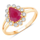 1.31 Carat Genuine Ruby and White Diamond 10K Yellow Gold Ring-1