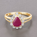 1.31 Carat Genuine Ruby and White Diamond 10K Yellow Gold Ring-4