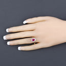 1.31 Carat Genuine Ruby and White Diamond 10K Yellow Gold Ring-5