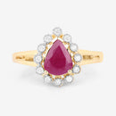 1.31 Carat Genuine Ruby and White Diamond 10K Yellow Gold Ring-8