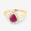 1.31 Carat Genuine Ruby and White Diamond 10K Yellow Gold Ring-9