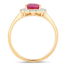 1.31 Carat Genuine Ruby and White Diamond 10K Yellow Gold Ring-2