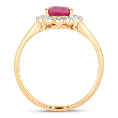1.31 Carat Genuine Ruby and White Diamond 10K Yellow Gold Ring - 0