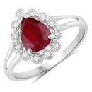 1.31 Carat Genuine Ruby and White Diamond 14K White Gold Ring-1