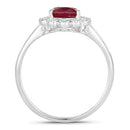 1.31 Carat Genuine Ruby and White Diamond 14K White Gold Ring-2