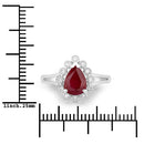 1.31 Carat Genuine Ruby and White Diamond 14K White Gold Ring-3