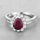 1.31 Carat Genuine Ruby and White Diamond 14K White Gold Ring-4