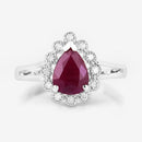 1.31 Carat Genuine Ruby and White Diamond 14K White Gold Ring-8
