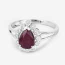 1.31 Carat Genuine Ruby and White Diamond 14K White Gold Ring-9