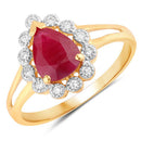 1.31 Carat Genuine Ruby and White Diamond 14K Yellow Gold Ring-1