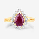 1.31 Carat Genuine Ruby and White Diamond 14K Yellow Gold Ring-8