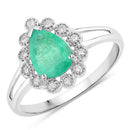 1.22 Carat Genuine Zambian Emerald and White Diamond 10K White Gold Ring-1