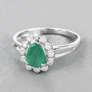 1.22 Carat Genuine Zambian Emerald and White Diamond 10K White Gold Ring-4