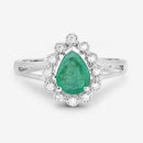 1.22 Carat Genuine Zambian Emerald and White Diamond 10K White Gold Ring-8
