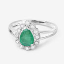 1.22 Carat Genuine Zambian Emerald and White Diamond 10K White Gold Ring-9