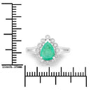 1.22 Carat Genuine Zambian Emerald and White Diamond 10K White Gold Ring-3
