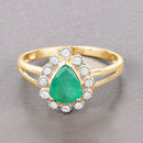 1.22 Carat Genuine Zambian Emerald and White Diamond 10K Yellow Gold Ring-4