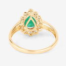 1.22 Carat Genuine Zambian Emerald and White Diamond 10K Yellow Gold Ring-7