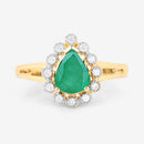 1.22 Carat Genuine Zambian Emerald and White Diamond 10K Yellow Gold Ring-8