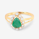 1.22 Carat Genuine Zambian Emerald and White Diamond 10K Yellow Gold Ring-9