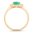 1.22 Carat Genuine Zambian Emerald and White Diamond 10K Yellow Gold Ring-2