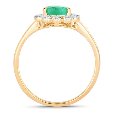 1.22 Carat Genuine Zambian Emerald and White Diamond 10K Yellow Gold Ring - 0