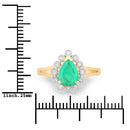 1.22 Carat Genuine Zambian Emerald and White Diamond 10K Yellow Gold Ring-3
