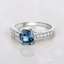 1.90 Carat Genuine Blue Sapphire and White Diamond 14K White Gold Ring-8