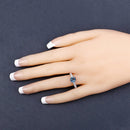 1.90 Carat Genuine Blue Sapphire and White Diamond 14K White Gold Ring-9