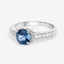 1.90 Carat Genuine Blue Sapphire and White Diamond 14K White Gold Ring-12