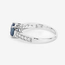 1.90 Carat Genuine Blue Sapphire and White Diamond 14K White Gold Ring-13